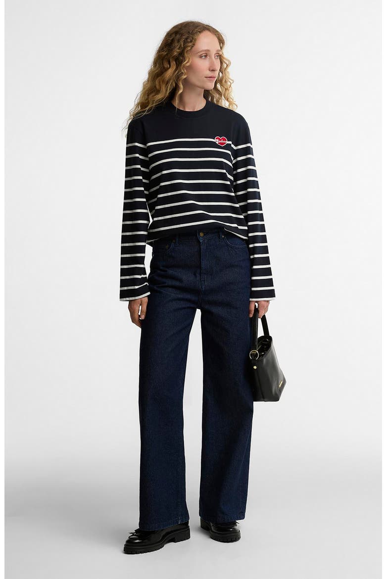 Harling Striped Long Sleeve T-Shirt, Alternate, color, DARK NAVY/ CLOUD
