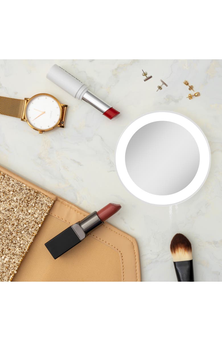 Zadro Lighted Compact Mirror with 10X Magnification & Suction Cup, Alternate, color, White