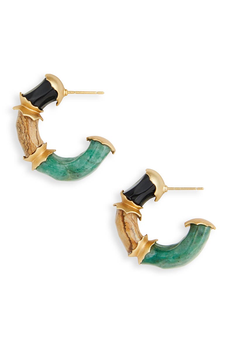 Wisp Jasper Hoop Earrings, Main, color, ANTIQUE GOLD/ MULTI ANGM