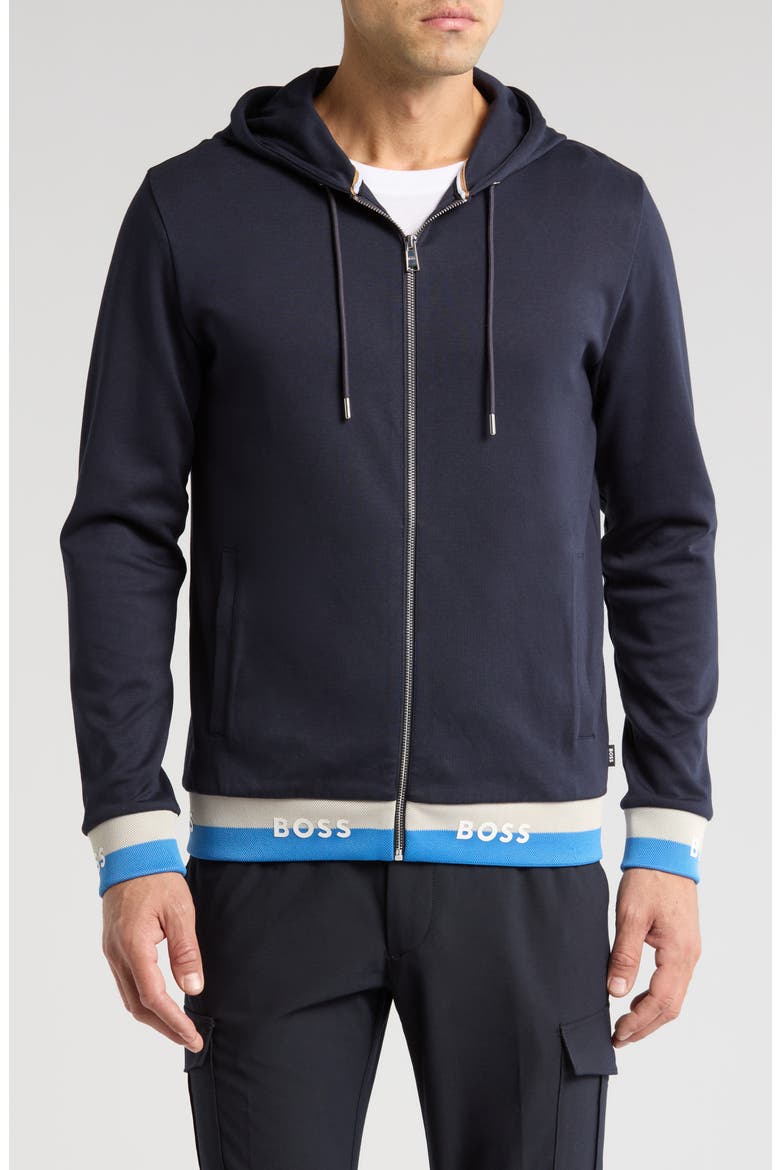 Seeger Stripe Hem Hoodie, Main, color, DARK BLUE
