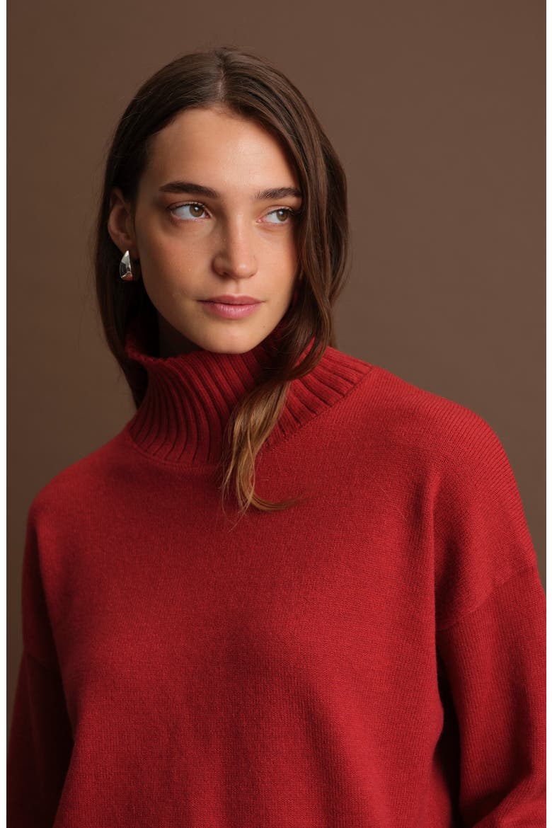 Peter Mock Neck Sweater, Alternate, color, BURGUNDY