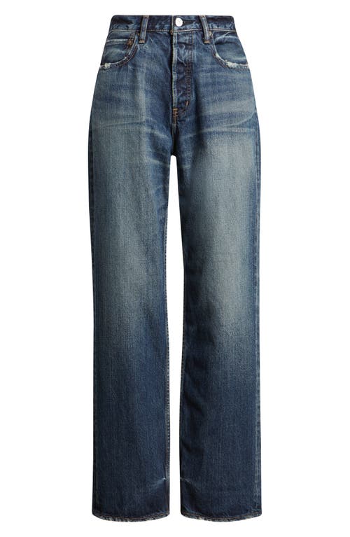 Moussy Vintage Atmore Wide Straight Leg Jeans In Blue