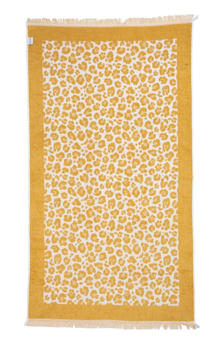 InfuseZen Leopard Print Organic Cotton Full Terry Turkish Towel, Main, color, Golden Honey