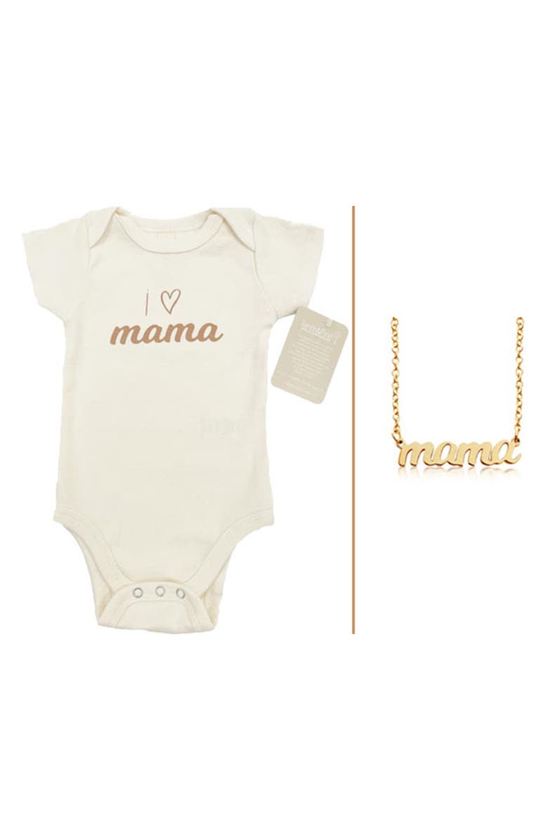 Tiny Tags x Tenth & Pine Perfect Bundle Mama Bodysuit & Necklace Gift Set, Main, color, 