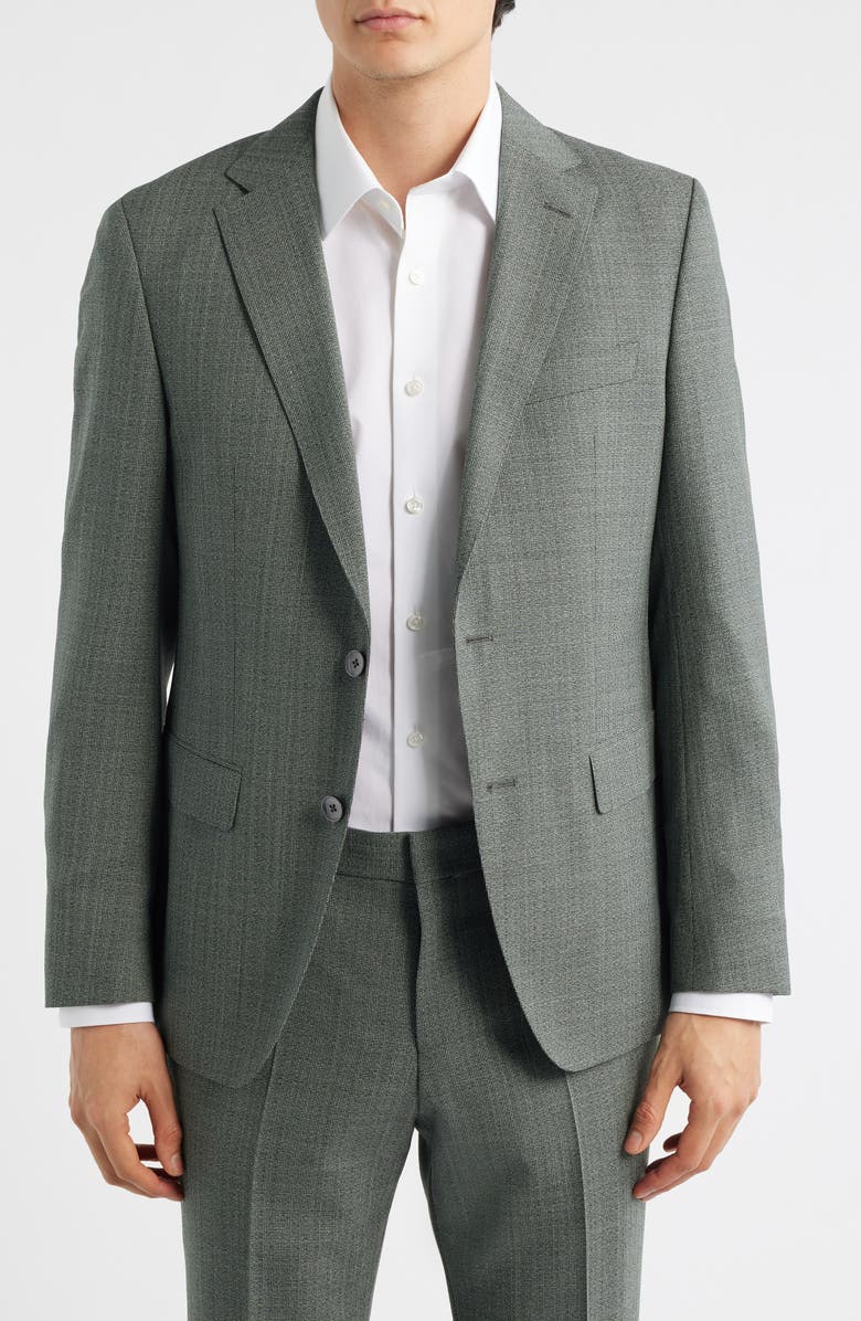 BOSS Hutson Slim Fit Green Mélange Virgin Wool Sport Coat, Main, color, Open Green