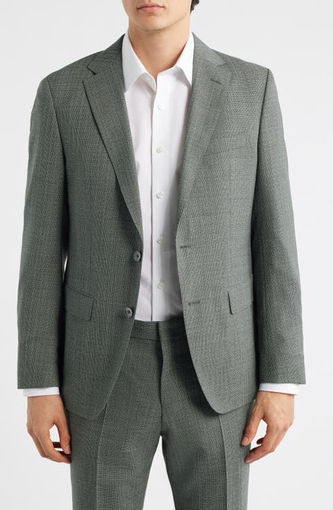 Hutson Slim Fit Green Mélange Virgin Wool Sport Coat