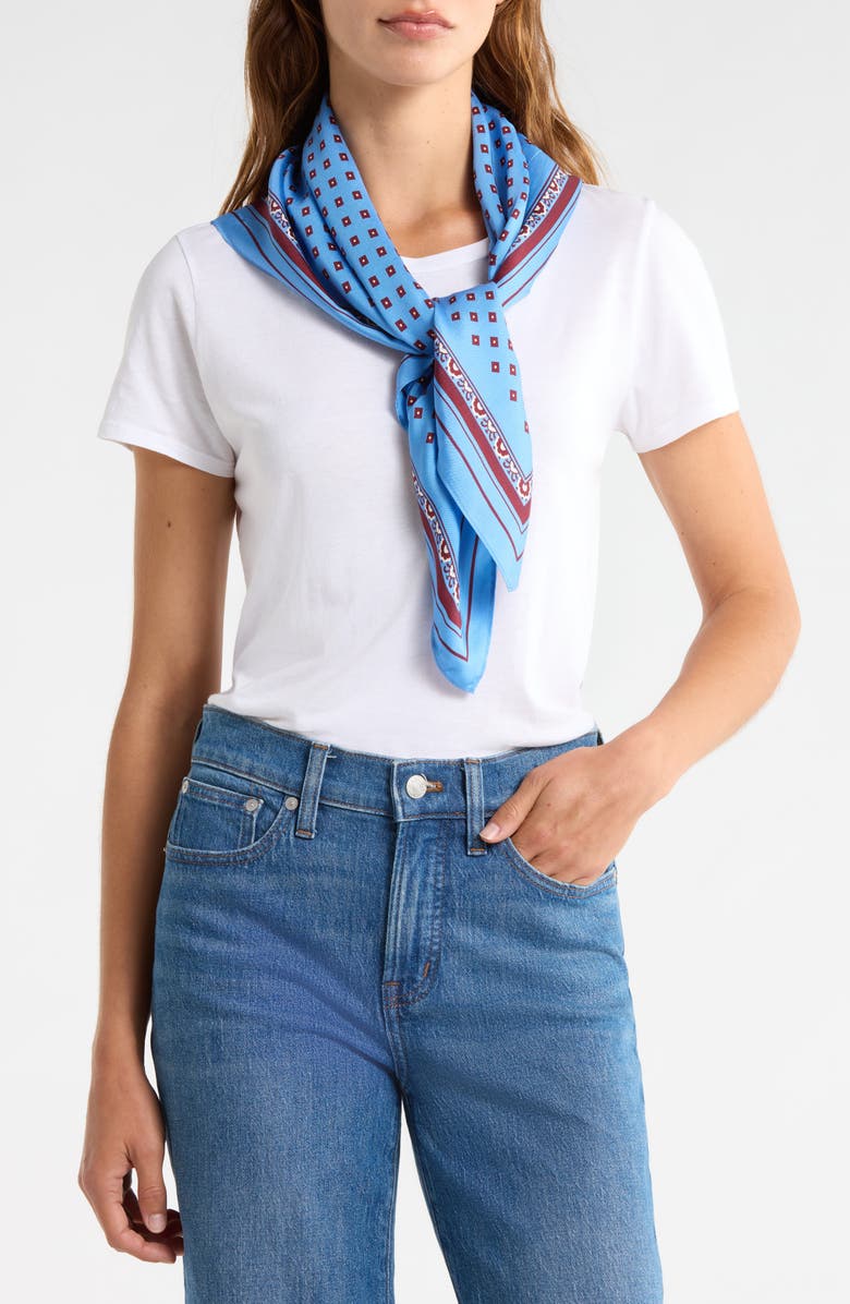 Madewell Medium Silk Bandana, Main, color, Retro Blue