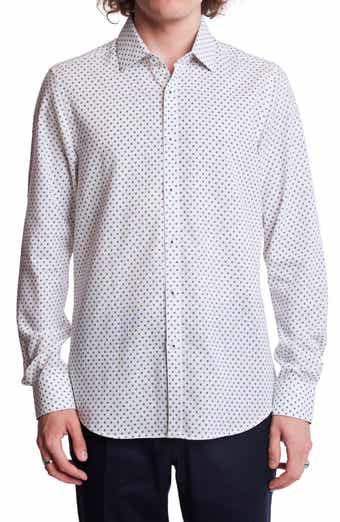Samuel Dot Print Linen Blend Dress Shirt