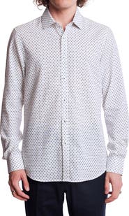 PAISLEY & GRAY Samuel Dot Print Linen Blend Dress Shirt