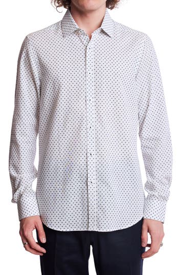 Paisley & Gray Samuel Dot Print Linen Blend Dress Shirt