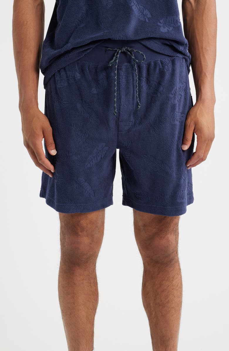 Majestic International Shadow Hibiscus Lounge Shorts, Main, color, Navy Hibiscus