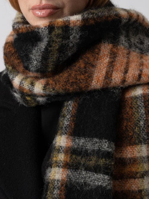 Saint + Sofia Nora Check Scarf In Orange
