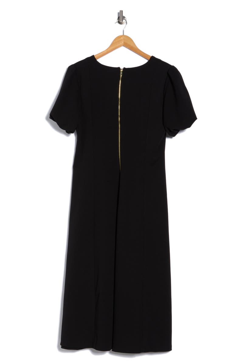 DKNY Puff Sleeve Fit & Flare Midi Dress, Alternate, color, Black