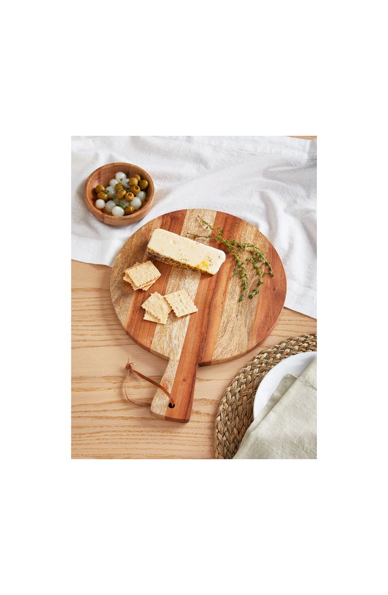 tag Two Tone Round Serving Board Natural Wood Everyday Use, Alternate, color, Beige