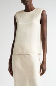 ST. JOHN Crystal Embellished Sleeveless Top