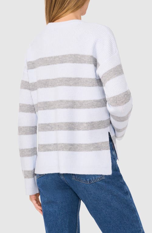 Halogen ® Stripe Crewneck Sweater In Frozen Blue/heather Grey