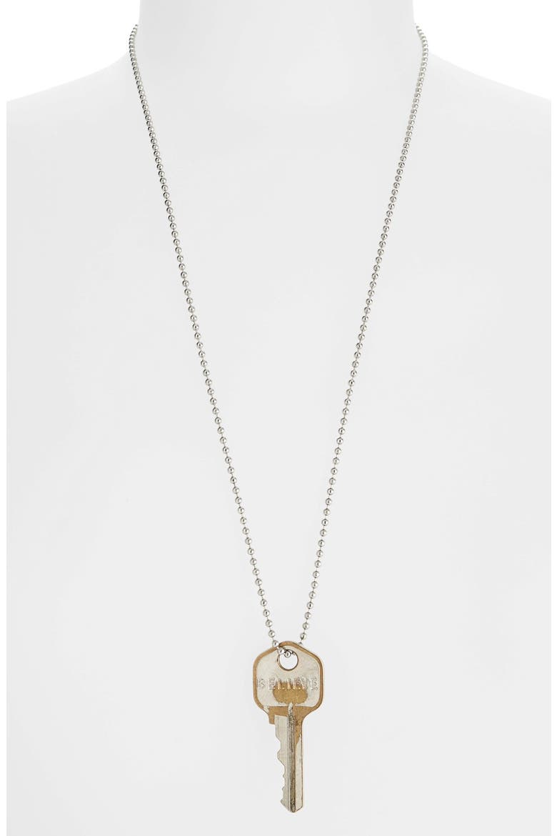 27-Inch Chain Key Pendant Necklace, Main, color, SILVER BALL CHAIN/ BELIEVE