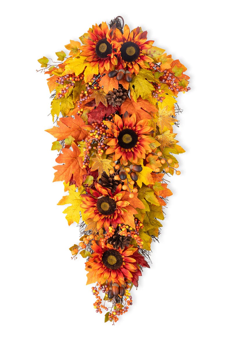38"H Fall Oversized Sunflower Teardrop, Main, color, Orange
