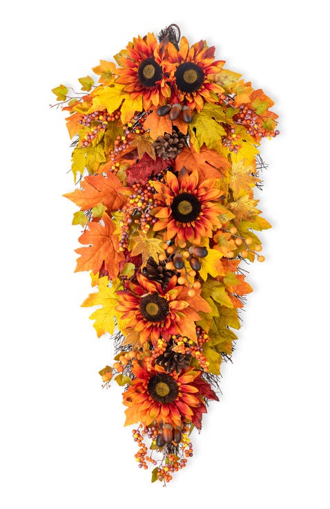 38"H Fall Oversized Sunflower Teardrop