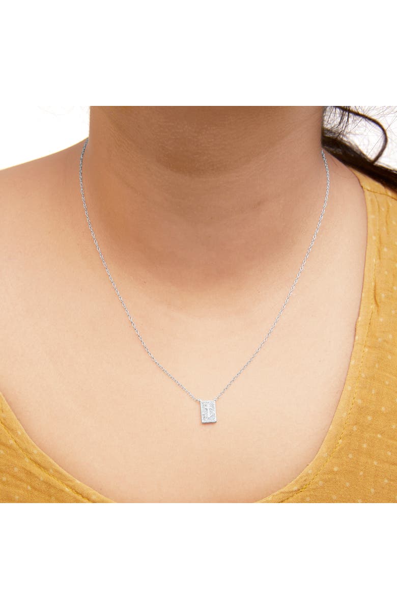 Haus of Brilliance .925 Sterling Silver 1/10 Ctw Diamond Inlaid Cross Dog Tag Pendant Necklace, Alternate, color, White