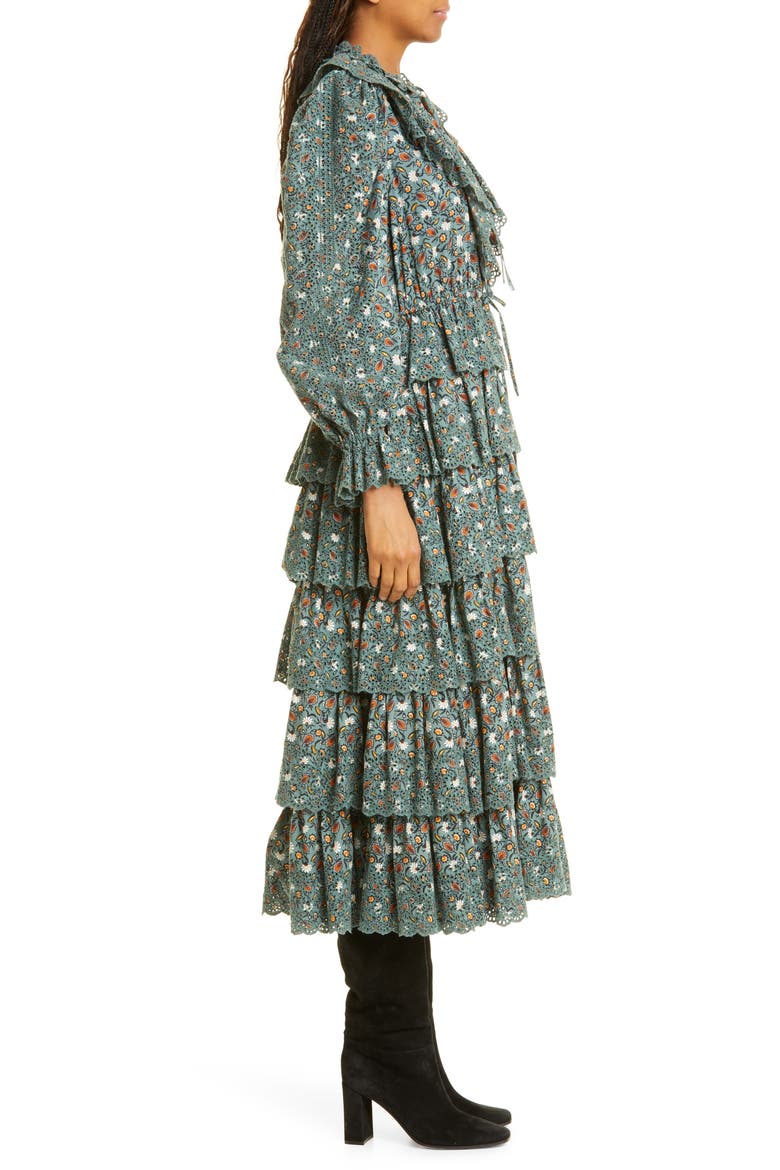 Odile Ruffle Maxi Dress, Alternate, color, DRAGONFLY