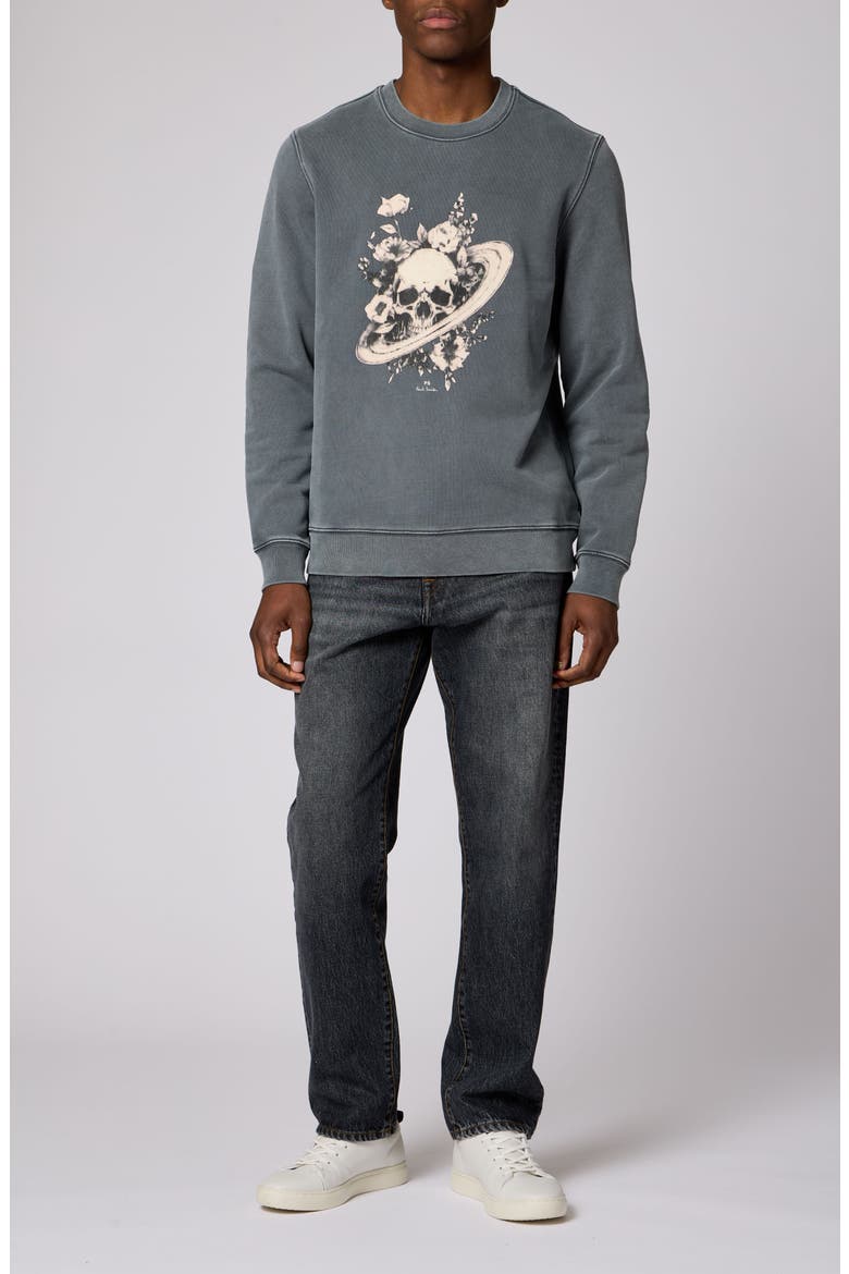 Skull Saturn Floral Graphic Sweatshirt, Alternate, color, SLATE