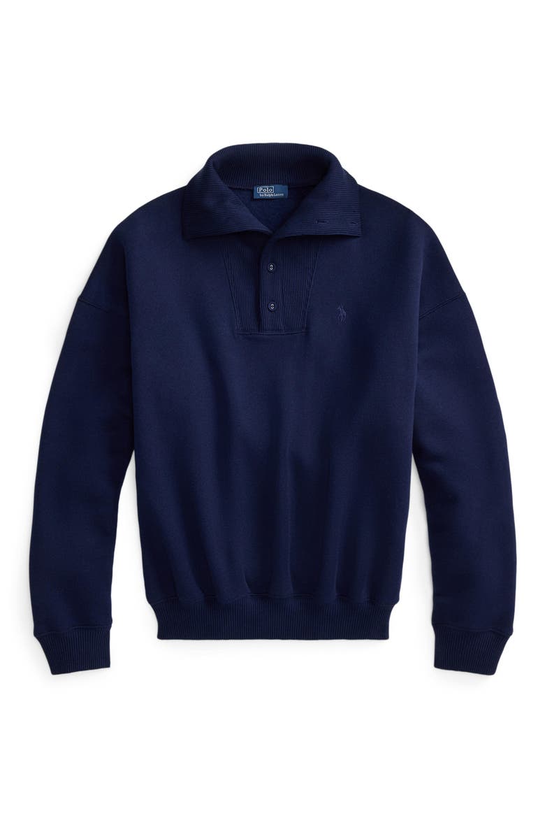 Rib Trim Mock Neck Pullover, Alternate, color, CRUISE NAVY