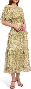 En Saison Skylar Off-the-Shoulder Midi Dress