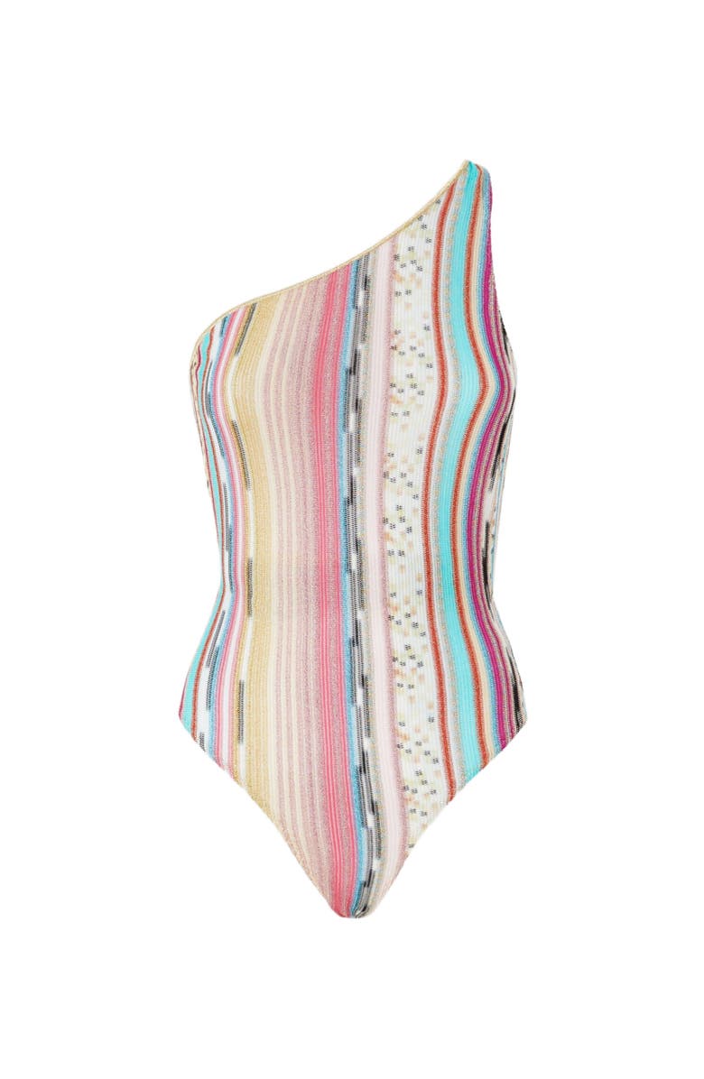 Missoni One-shoulder One-piece Swimsuit In Lamé Slub Viscose, Alternate, color, 