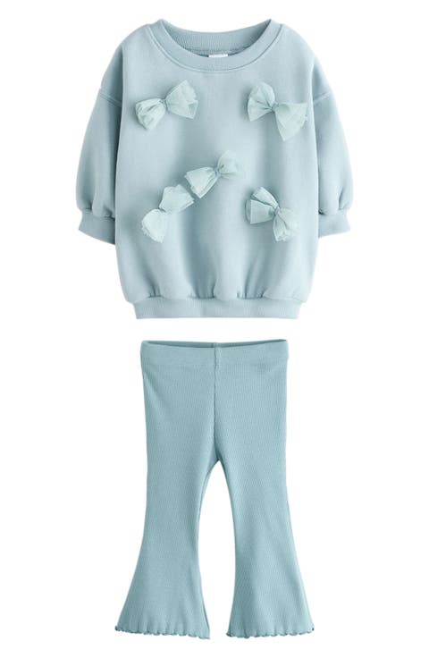 Kids' Butterfly Bow Appliqué Sweatshirt & Flare Leggings Set (Toddler & Little Kid)