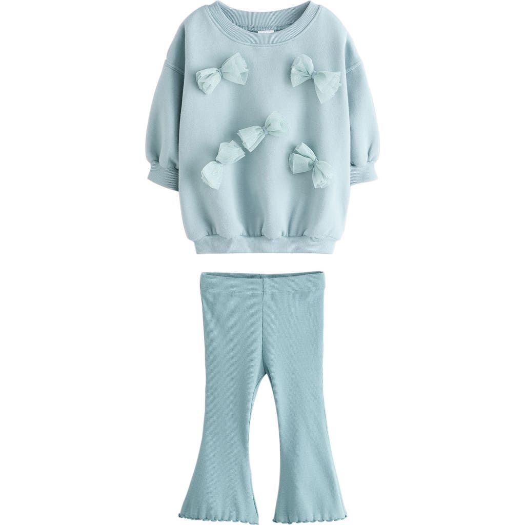 Next Kids' Butterfly Bow Appliqué Sweatshirt & Flare Leggings Set In Blue