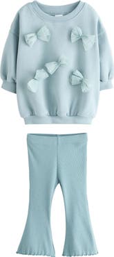 NEXT Kids' Butterfly Bow Appliqué Sweatshirt & Flare Leggings Set