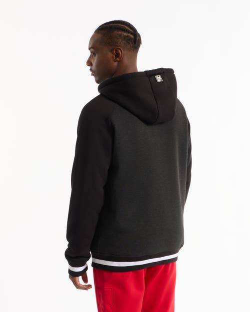 Ecko Unltd Baseball Faux Shearling Varsity Jacket In Charcoal Heather