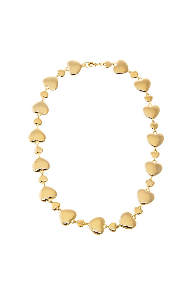 BY ADINA EDEN Puffed Heart Link Necklace, Main, color, Gold