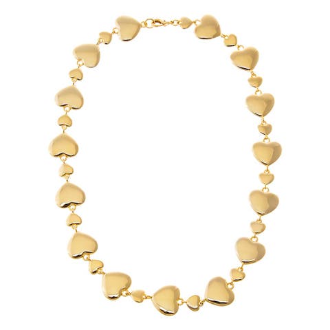 Puffed Heart Link Necklace