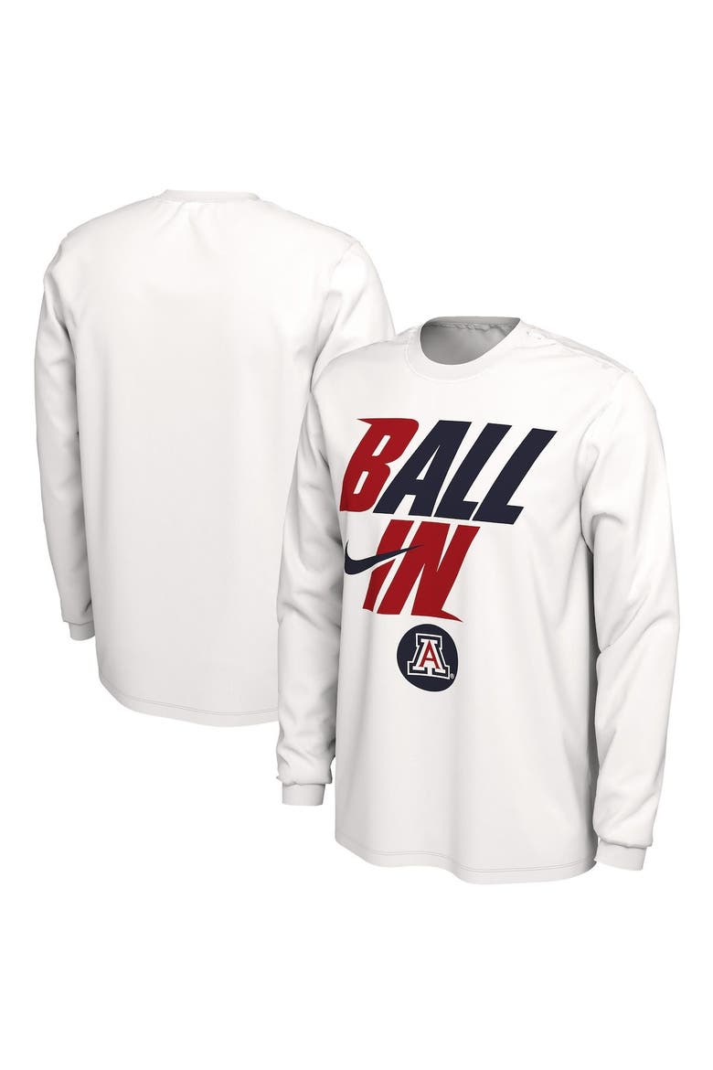 Men's Nike White Arizona Wildcats Ball In Bench Long Sleeve T-Shirt, Main, color, White