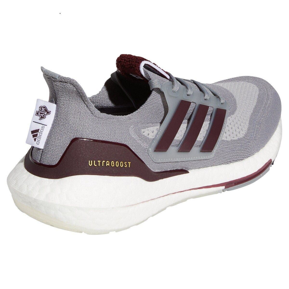 adidas Gray/Maroon Texas A&M Aggies Ultraboost 21 Running Shoe, Alternate, color, 