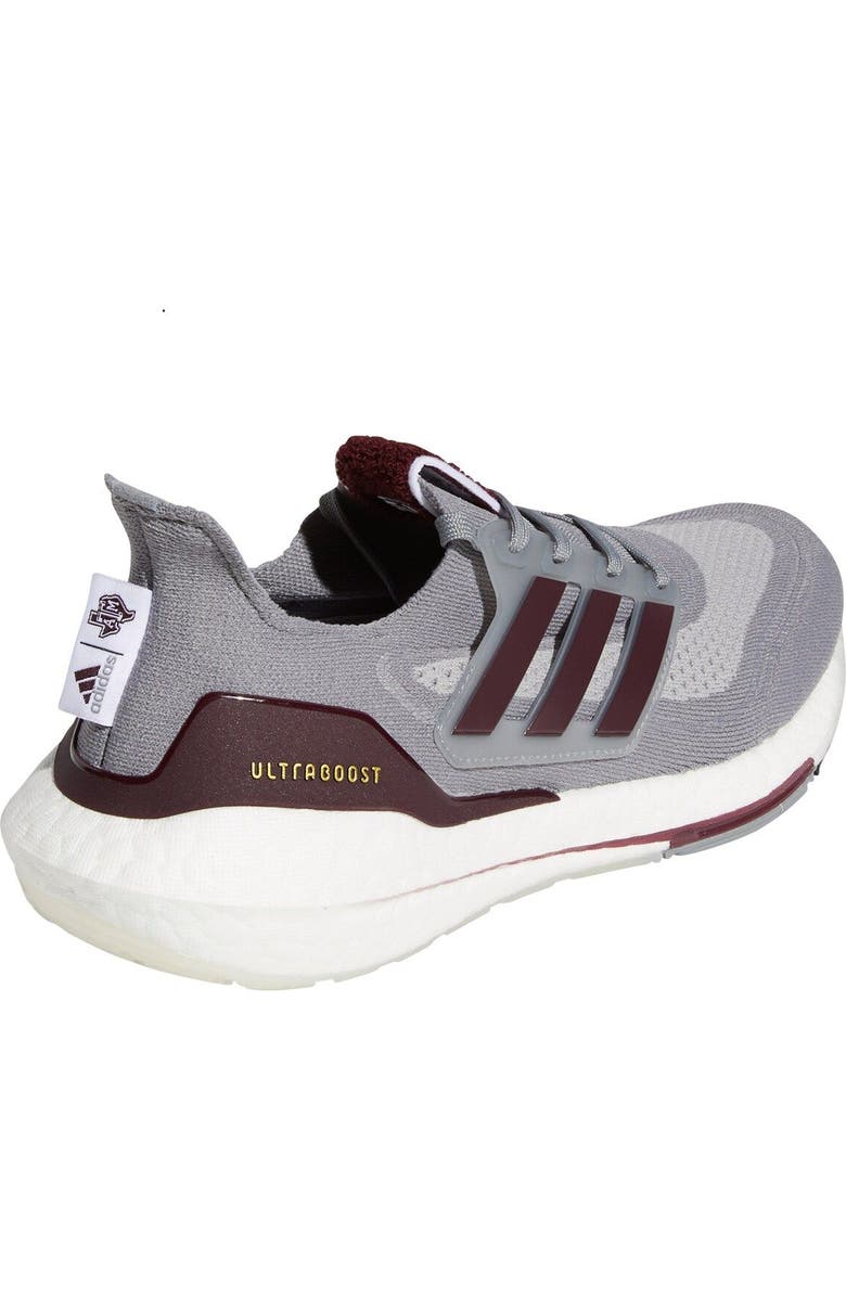 adidas Gray/Maroon Texas A&M Aggies Ultraboost 21 Running Shoe, Alternate, color,