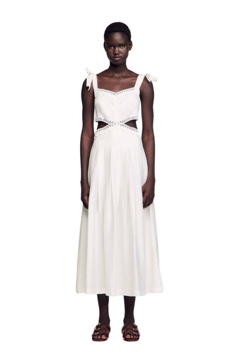 Lace trim maxi dress