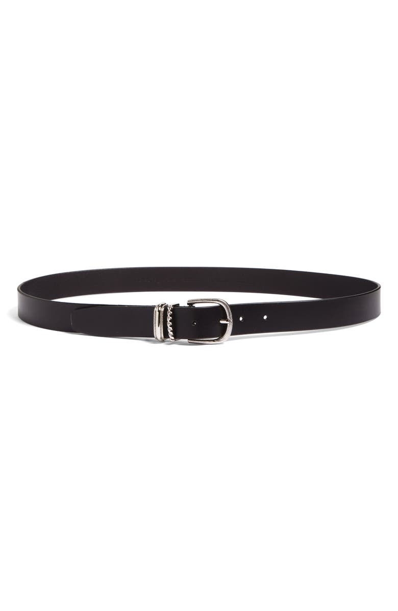 Treasure & Bond Raina Double Keeper Leather Belt, Main, color, Black- Silver