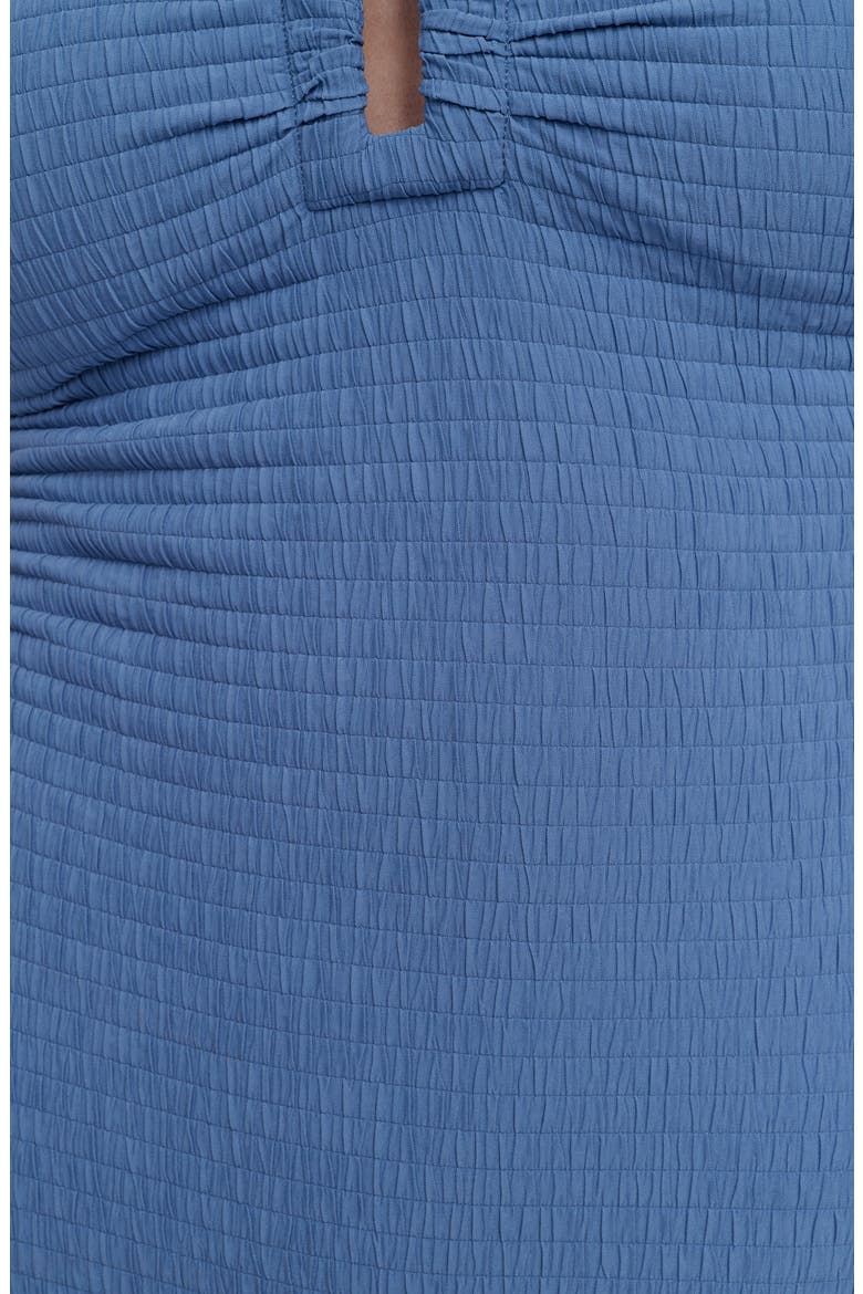 Bandeau Shirred One-Piece Swimsuit, Alternate, color, BLUE BELL TEXTURED