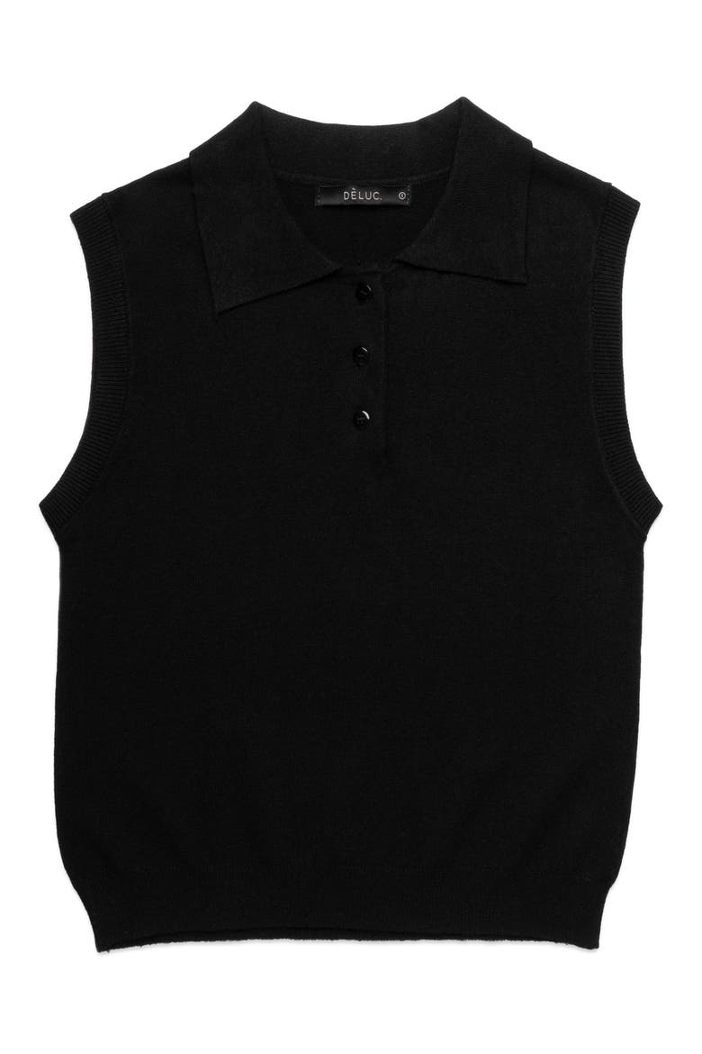 Cassio Sleeveless Polo Sweater, Main, color, BLACK