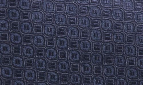 Jack Victor Roland Geometric Jacquard Silk Tie In Navy