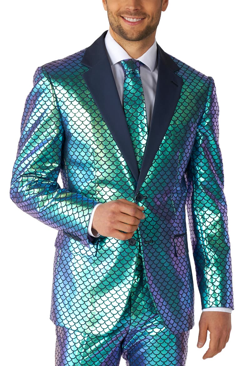 Fancy Fish Two Button Notch Lapel Suit, Alternate, color, BLUE