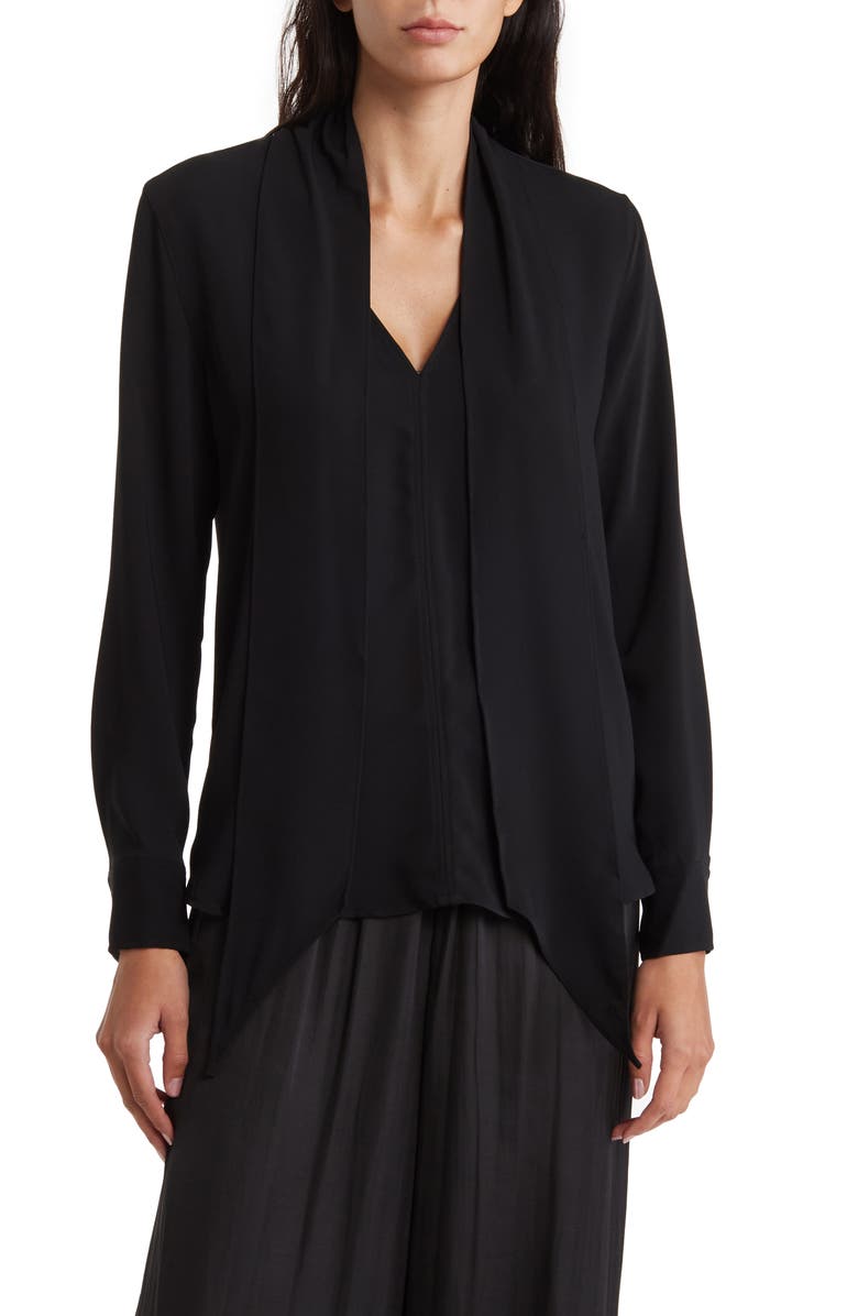 T Tahari Tie Neck Long Sleeve Blouse, Main, color, 