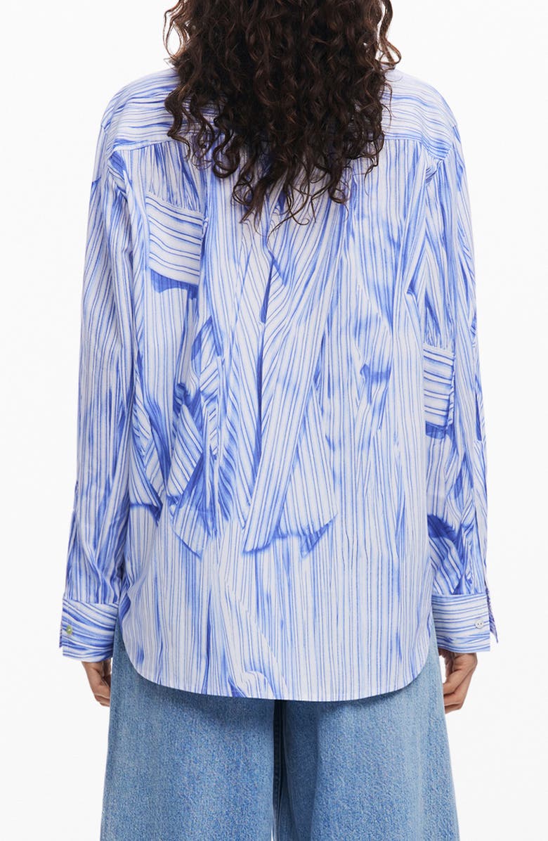 Desigual Marble Print Long Sleeve Woven Shirt, Alternate, color, 