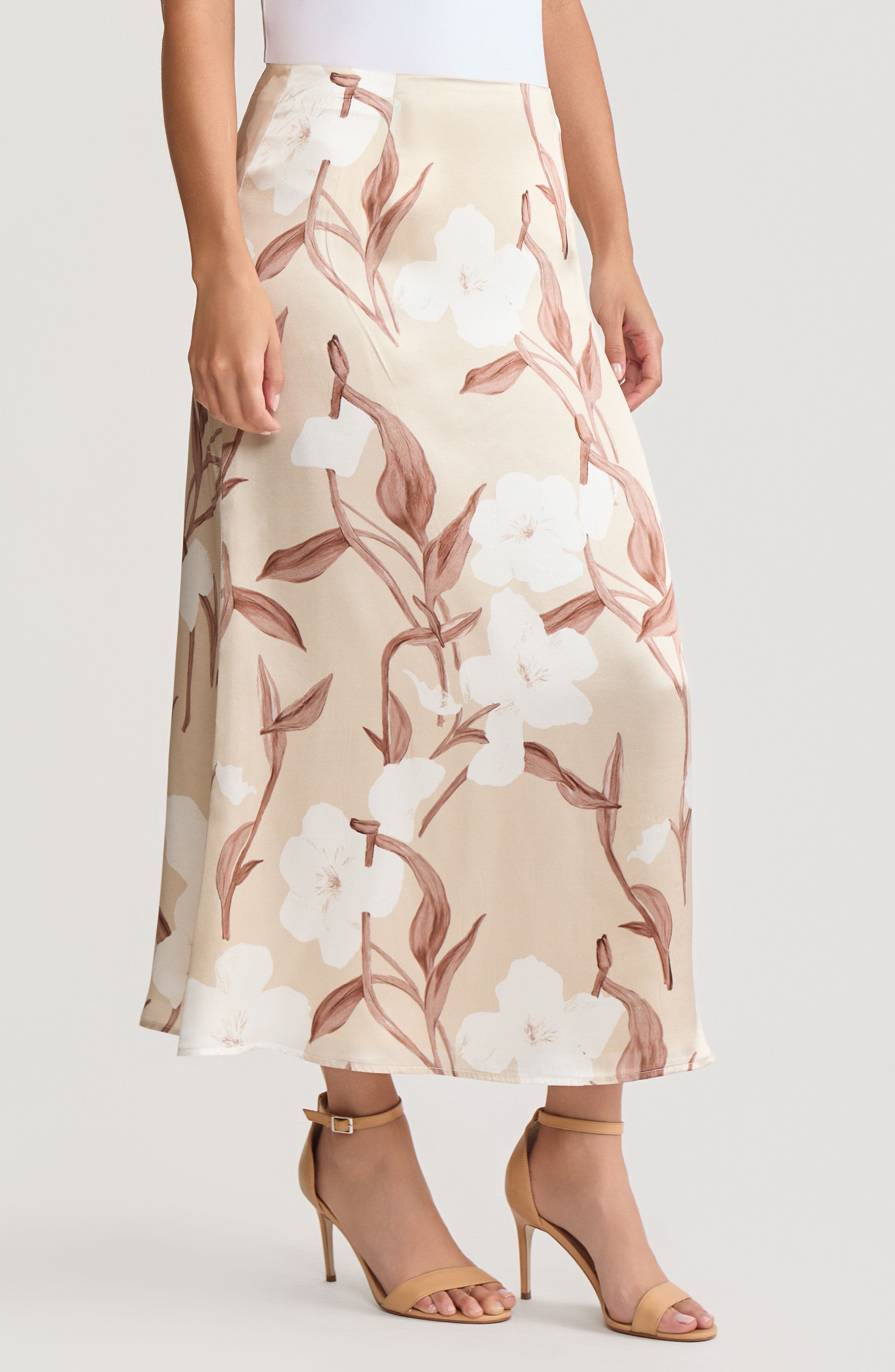 Flared Floral Print Silk Maxi Skirt - image 2