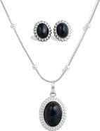 SAVVY CIE JEWELS Boxed Onyx Stud Earrings & Pendant Necklace Set