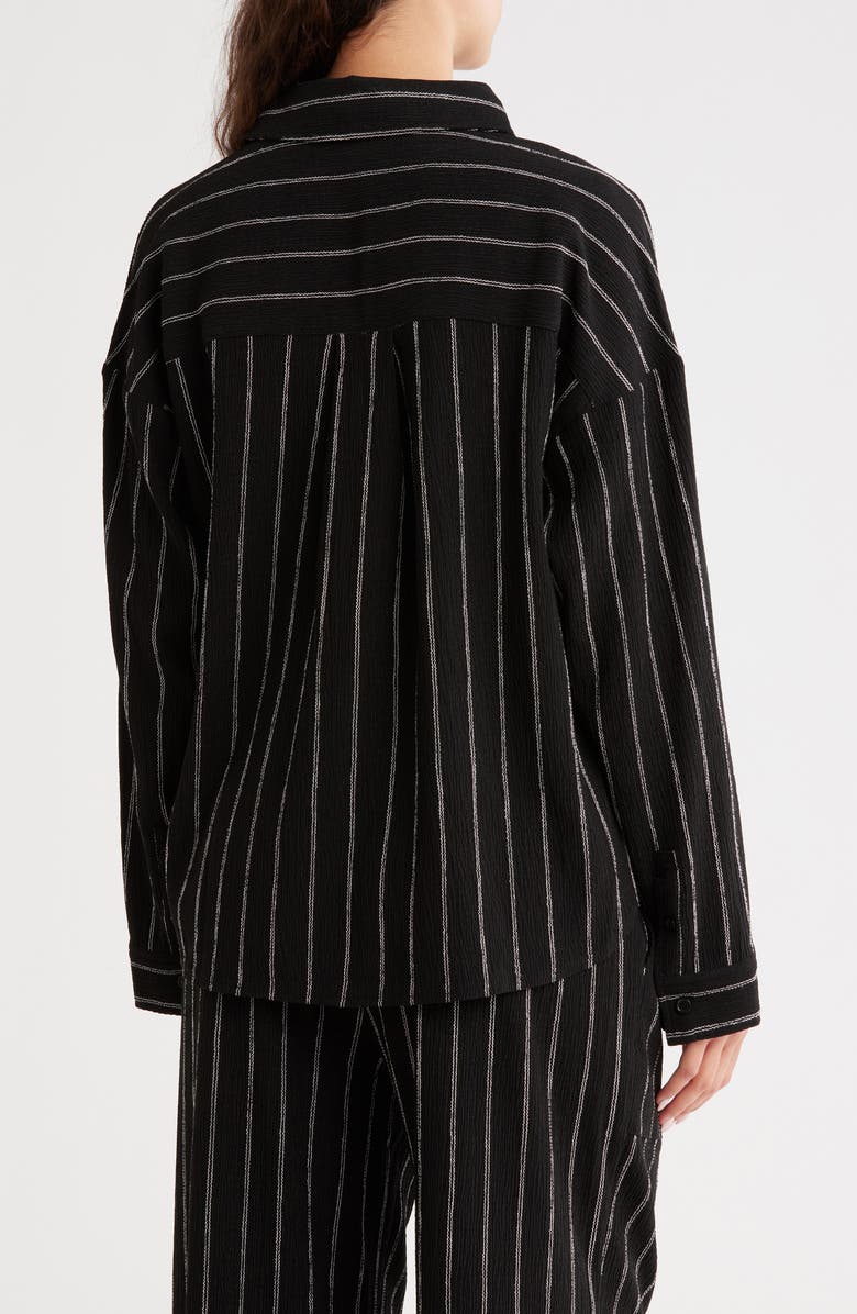 Caslon<sup>®</sup> Stripe Twist Front Textured Button-Up Top, Alternate, color, Black- Ivory Rita Stripe