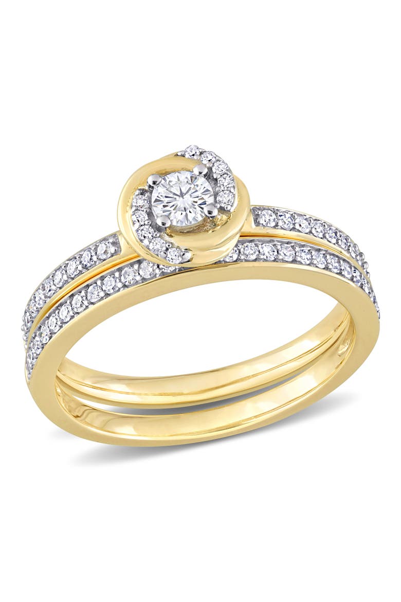 Diamond Swirl Halo Bridal Ring Set 14k, Main, color, 14K Yellow Gold
